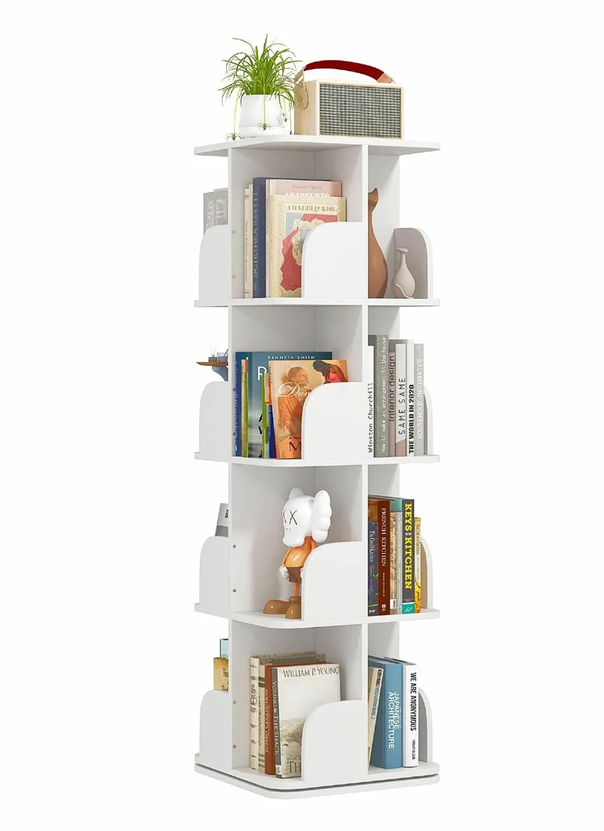 Rotating Bookshelf 4-Tier Corner Bookcase - Image 1