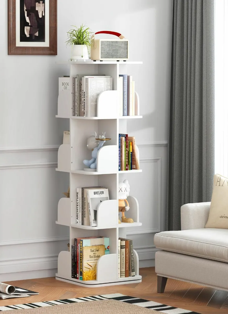 Rotating Bookshelf 4-Tier Corner Bookcase - Image 2