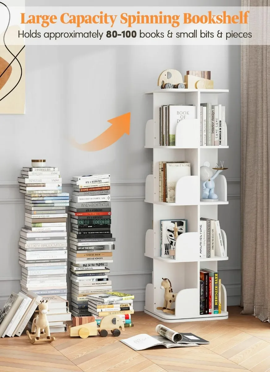 Rotating Bookshelf 4-Tier Corner Bookcase - Image 4
