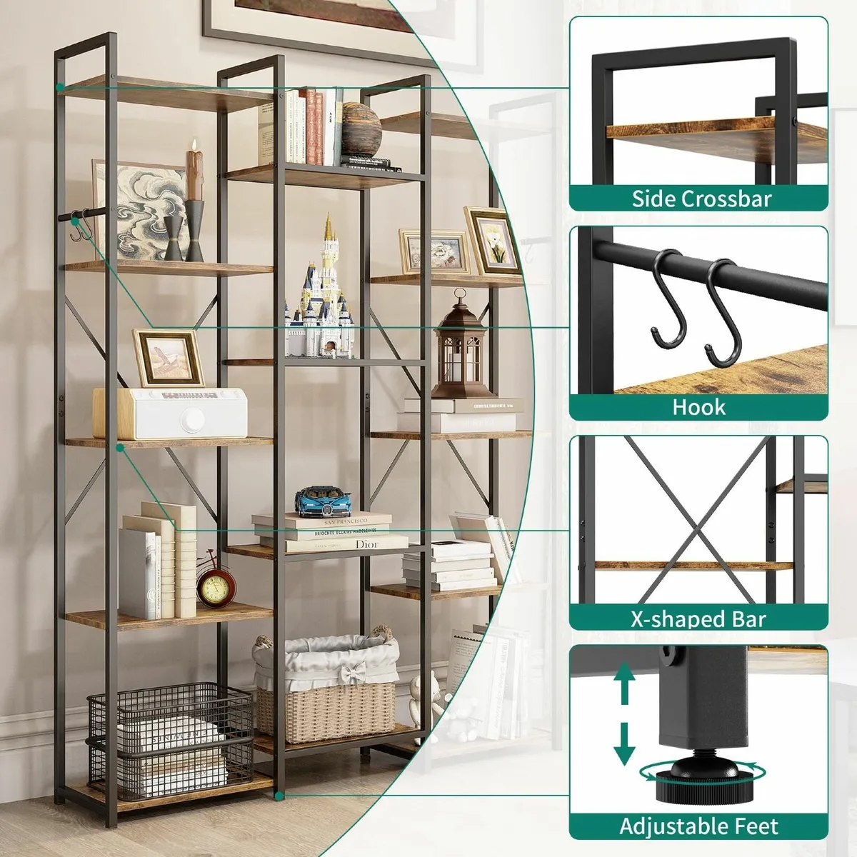 Bookcase Floor Standing Book shelf with 14 - Image 3