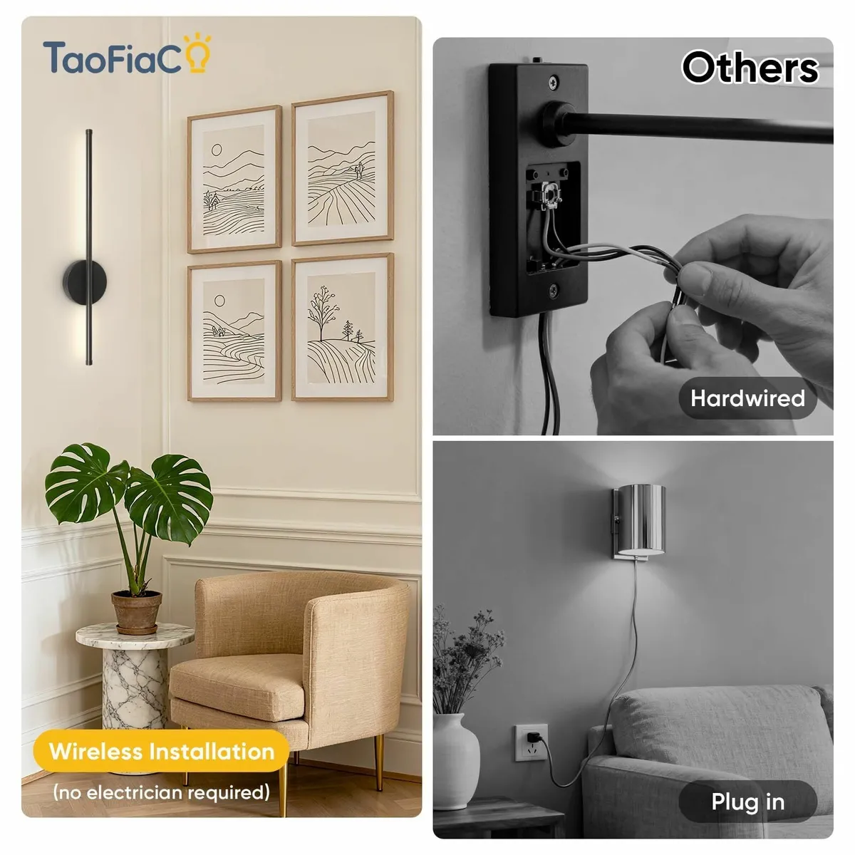 Black Rechargeable Wall Lights with Remote - Image 3