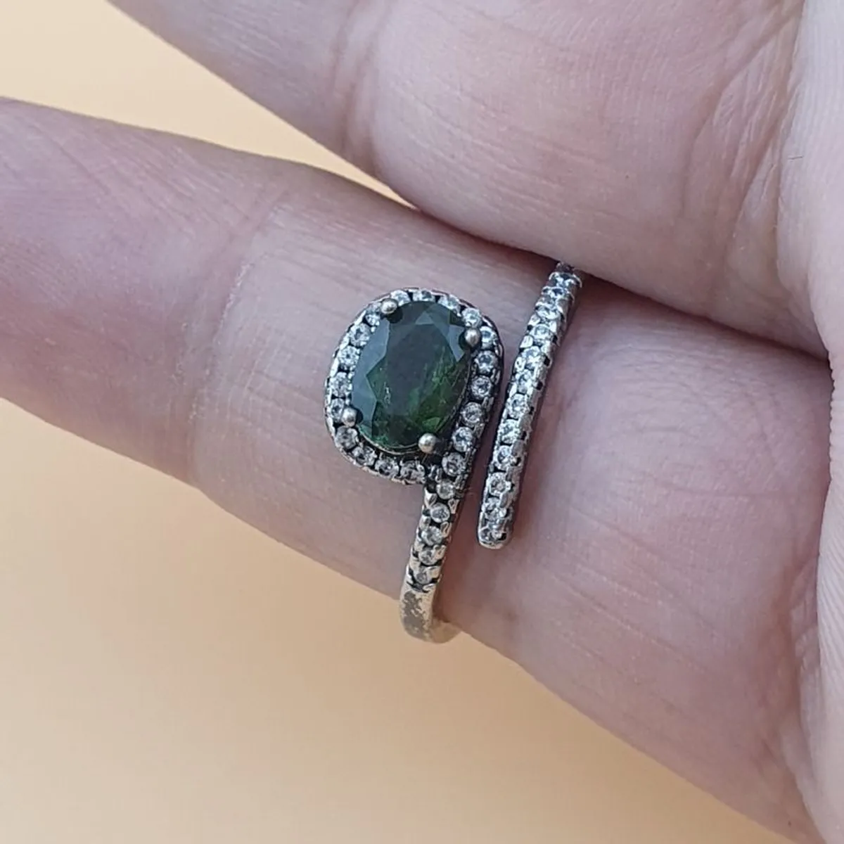 Vintage 925 Sterling Silver Green Tourmaline Ring Natural Gemstone Elegant Handmade Jewelry - Image 2