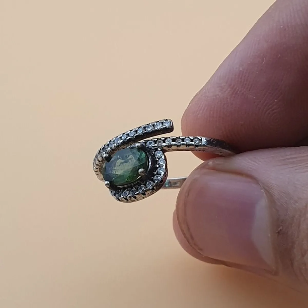 Vintage 925 Sterling Silver Green Tourmaline Ring Natural Gemstone Elegant Handmade Jewelry - Image 4