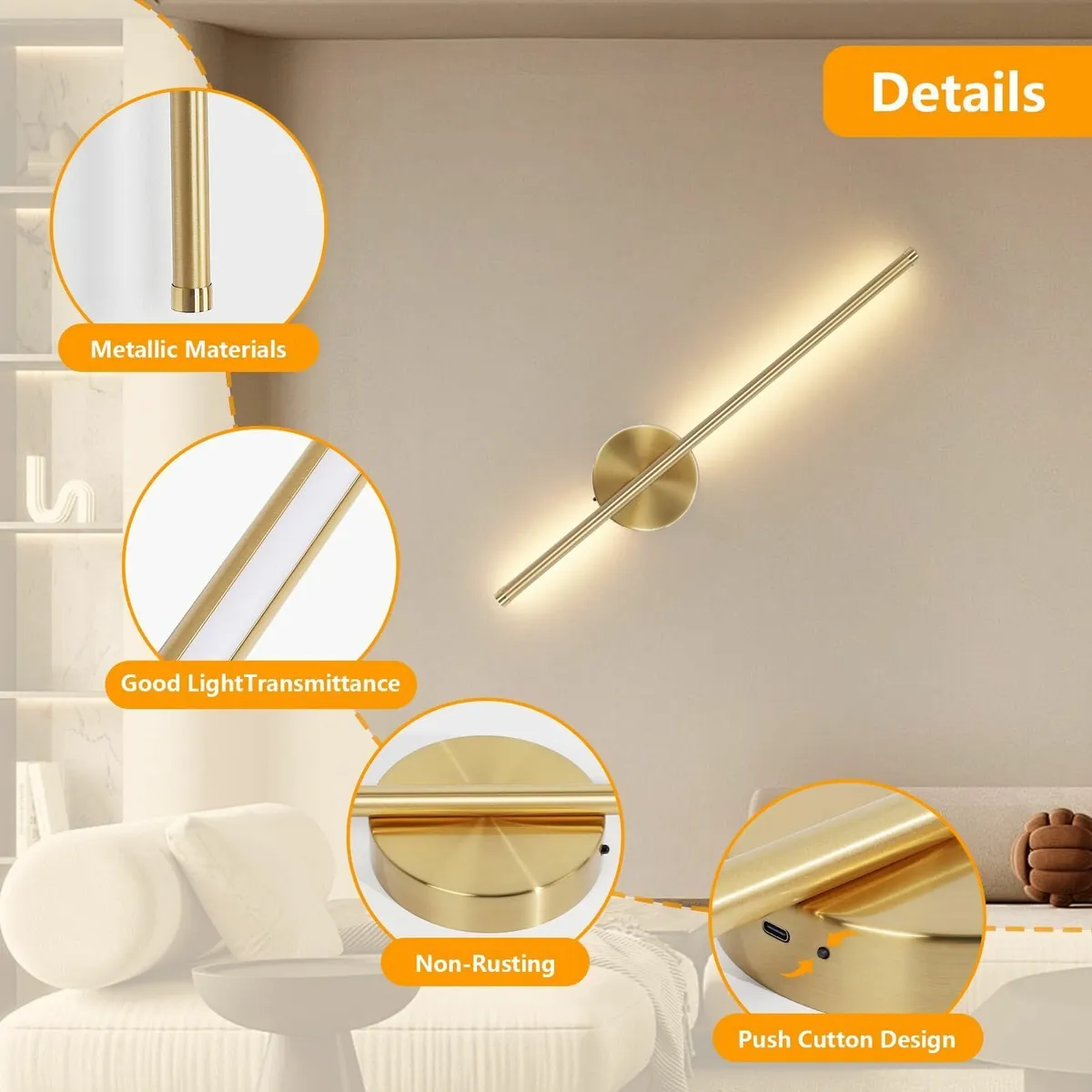 Rechargeable Wall Sconce Lights Battery Operated - Image 3