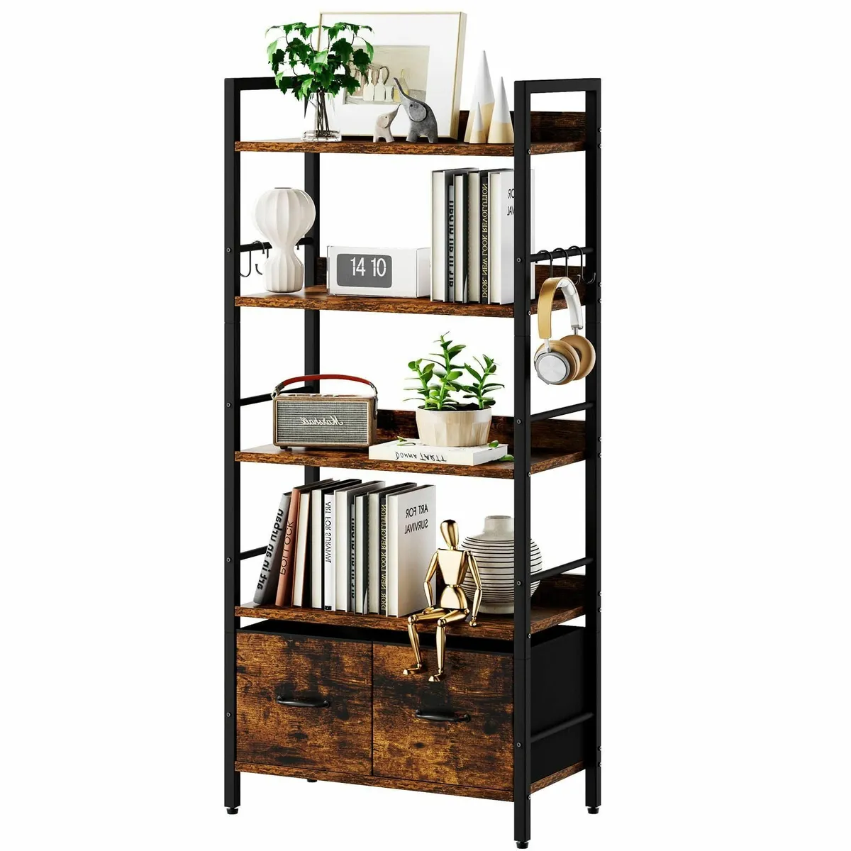 Bookshelf 5 Tier Bookshelves With 2 Fabric Cloth - Image 1