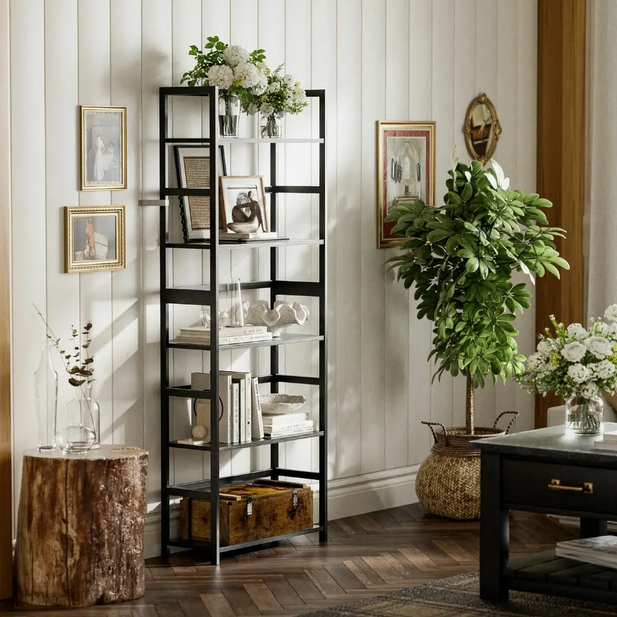 5-Tier Bamboo Wood Ladder Bookshelf Tall Display - Image 1