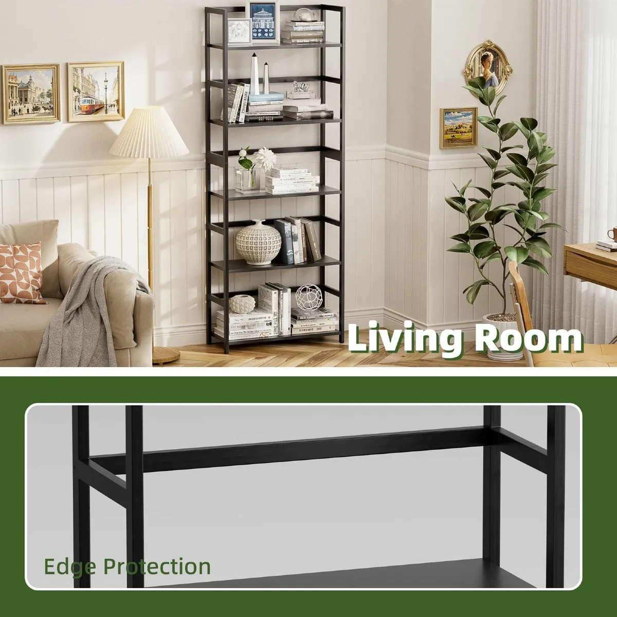 5-Tier Bamboo Wood Ladder Bookshelf Tall Display - Image 3