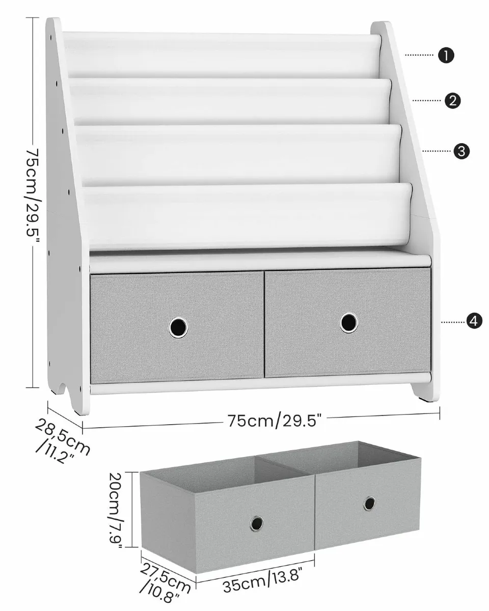 Kids Bookshelf 4 Tier Children's Bookcase Large - Image 1