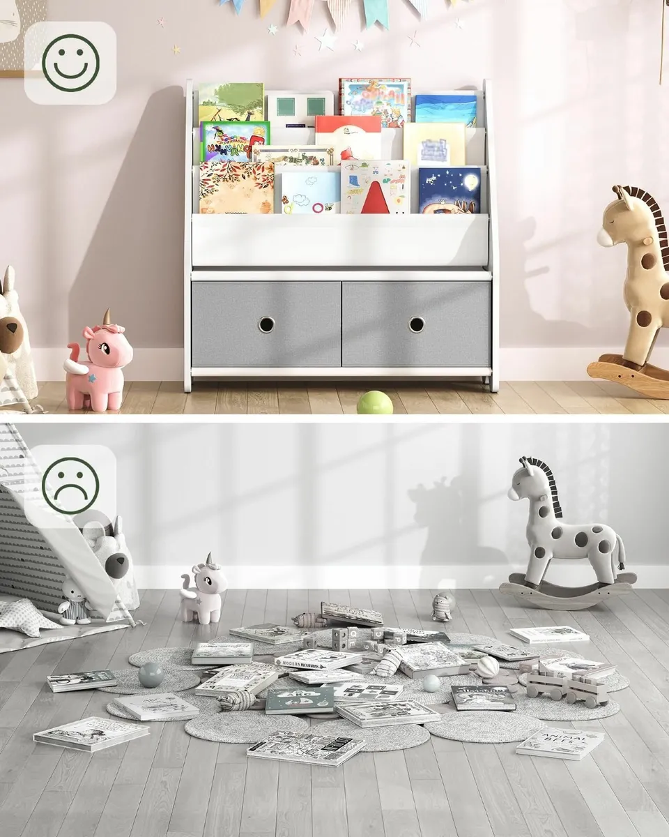 Kids Bookshelf 4 Tier Children's Bookcase Large - Image 2