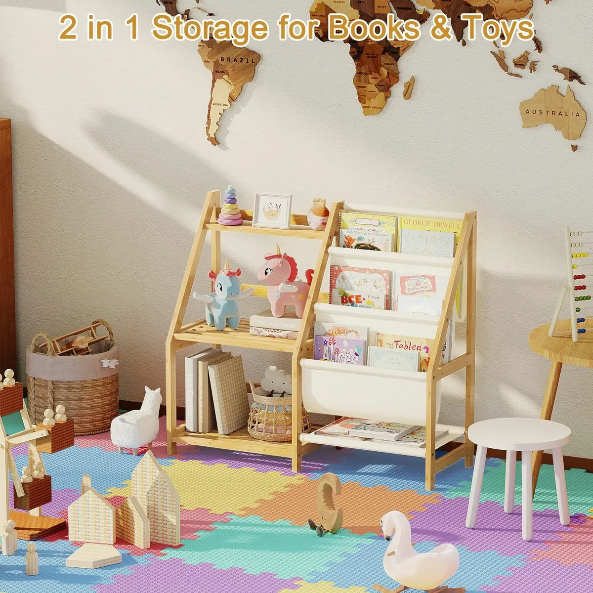 Kids Bookshelf and Toy Storage 3 Tier Toddler - Image 2