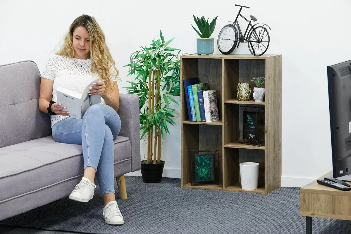 Wooden Cube Bookshelf 5 Tier 60cm wide Ash Brown - Image 1