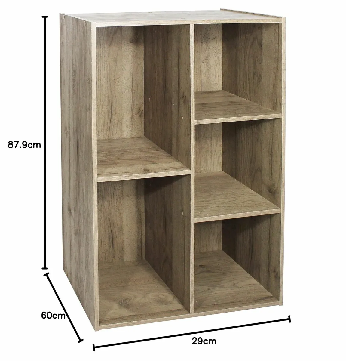 Wooden Cube Bookshelf 5 Tier 60cm wide Ash Brown - Image 2