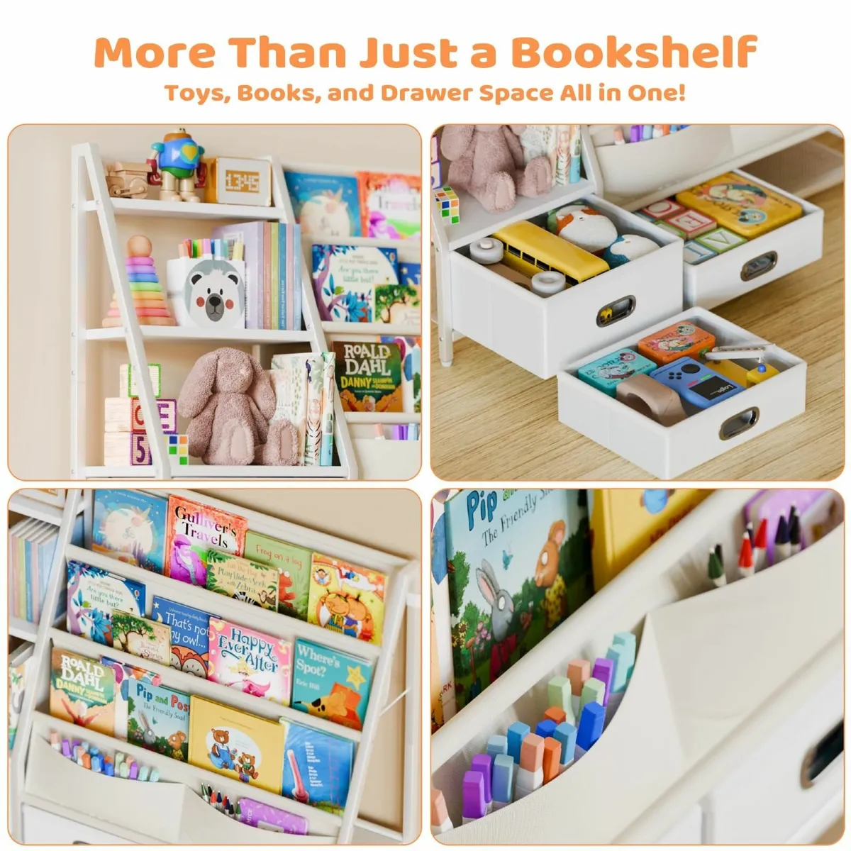 Kids Bookshelf with Storage - 3 Tier Toddler Book - Image 3