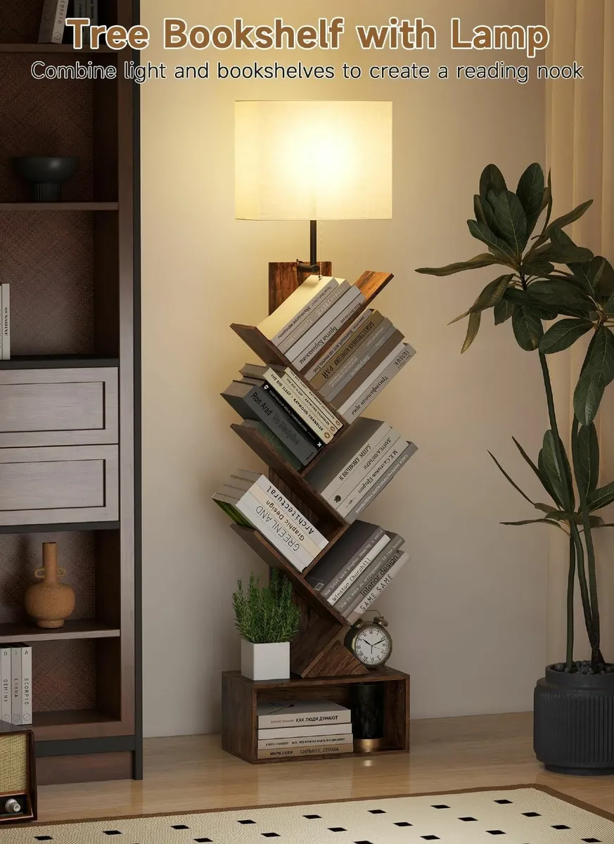Tree Bookshelf with LED light Wooden Bookcase - Image 4