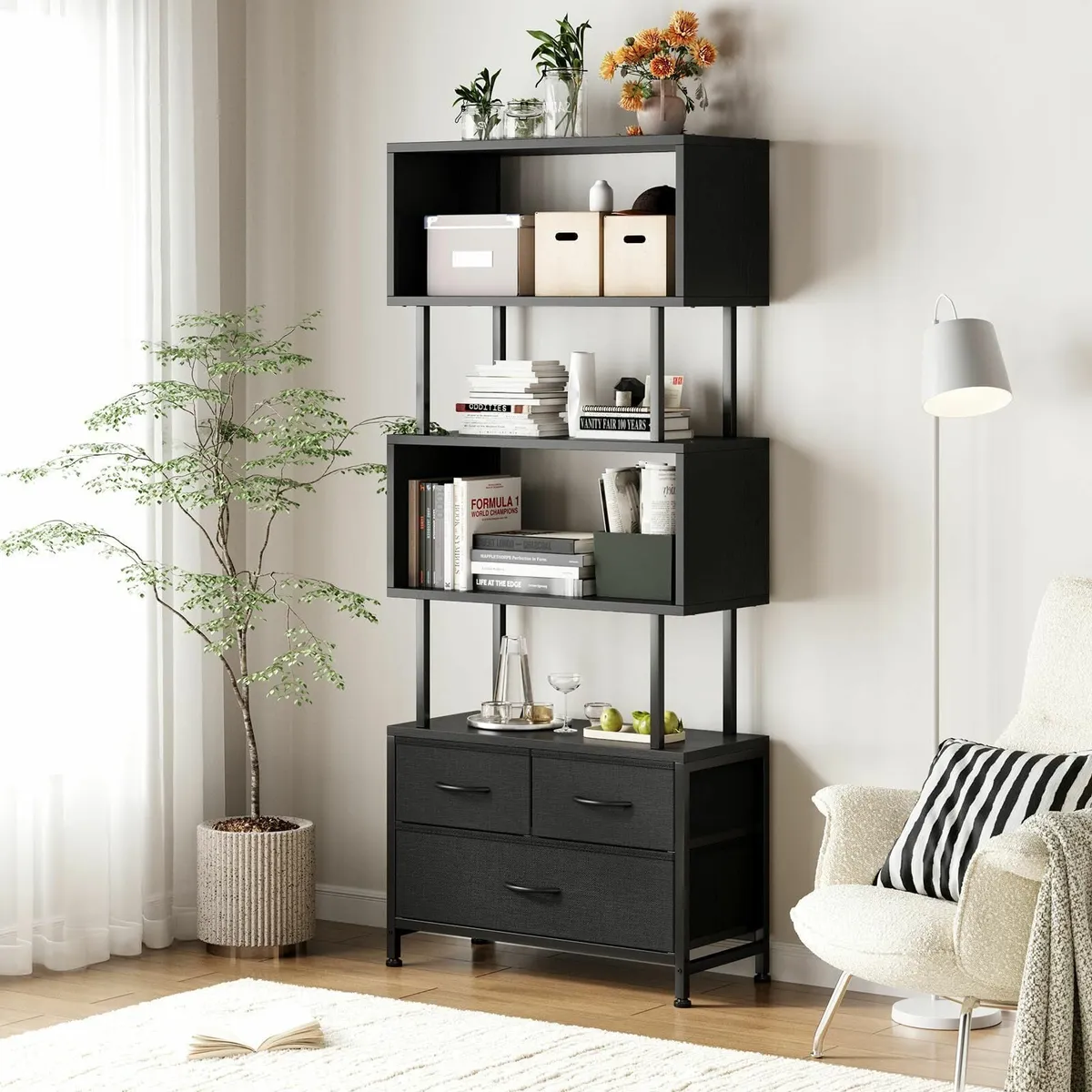 Shelves Book Shelf with 5 Bookcase 3 Fabric - Image 1