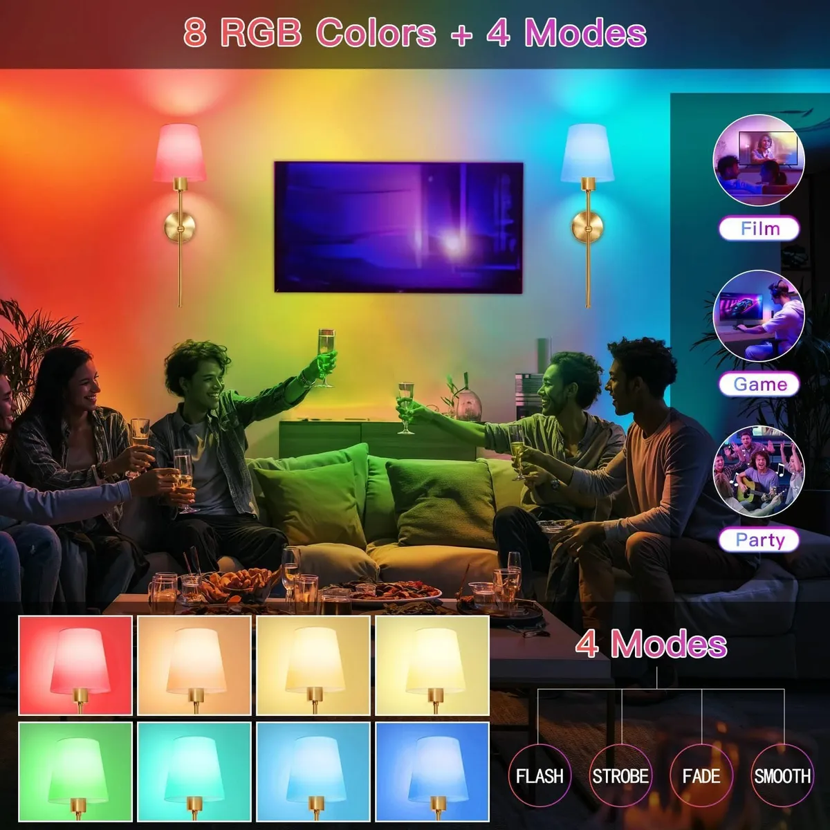 Battery Operated Wall Lights Set of 2 Rechargeable - Image 4