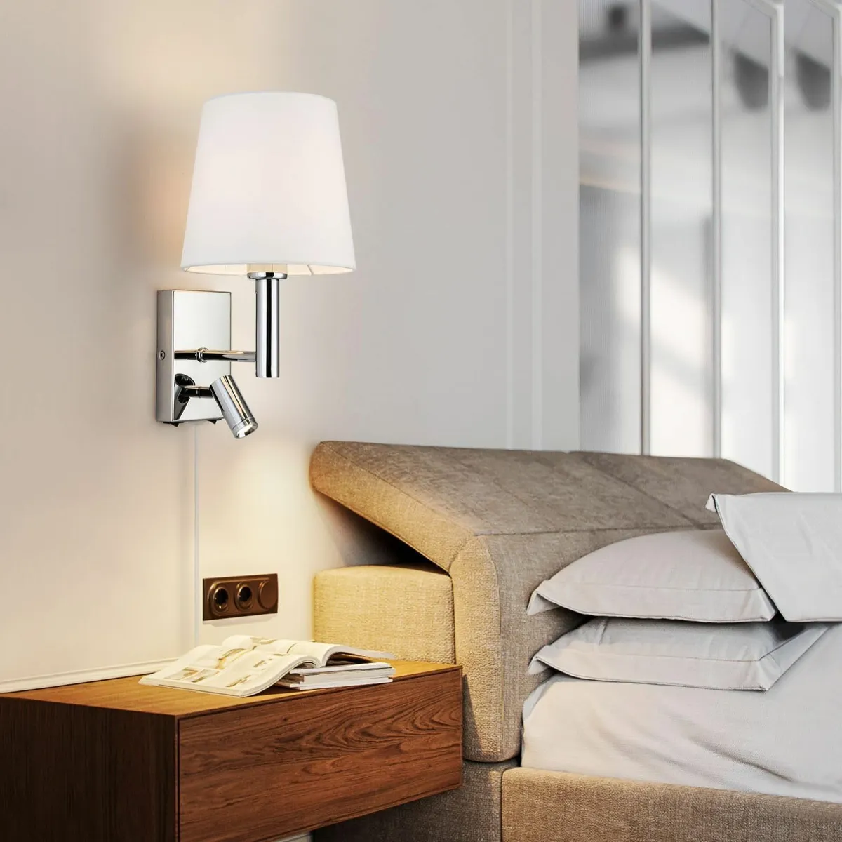 Plug-in Wall Light with LED Reading E27/ES Indoor - Image 2