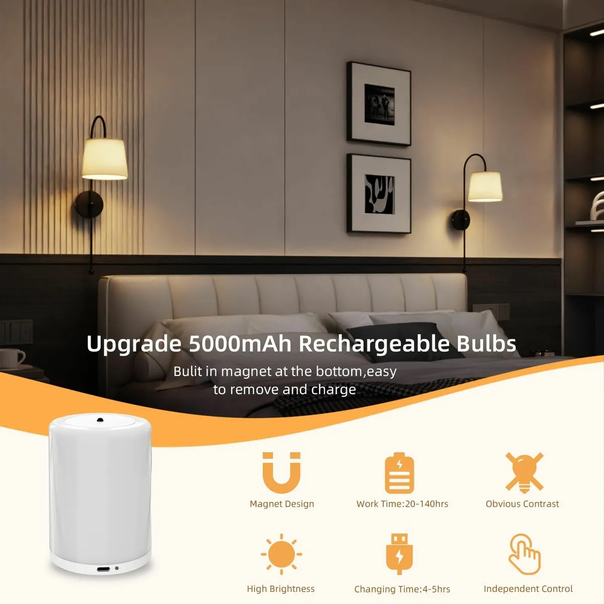 Rechargeable Wall Lights Indoor Two Battery - Image 4