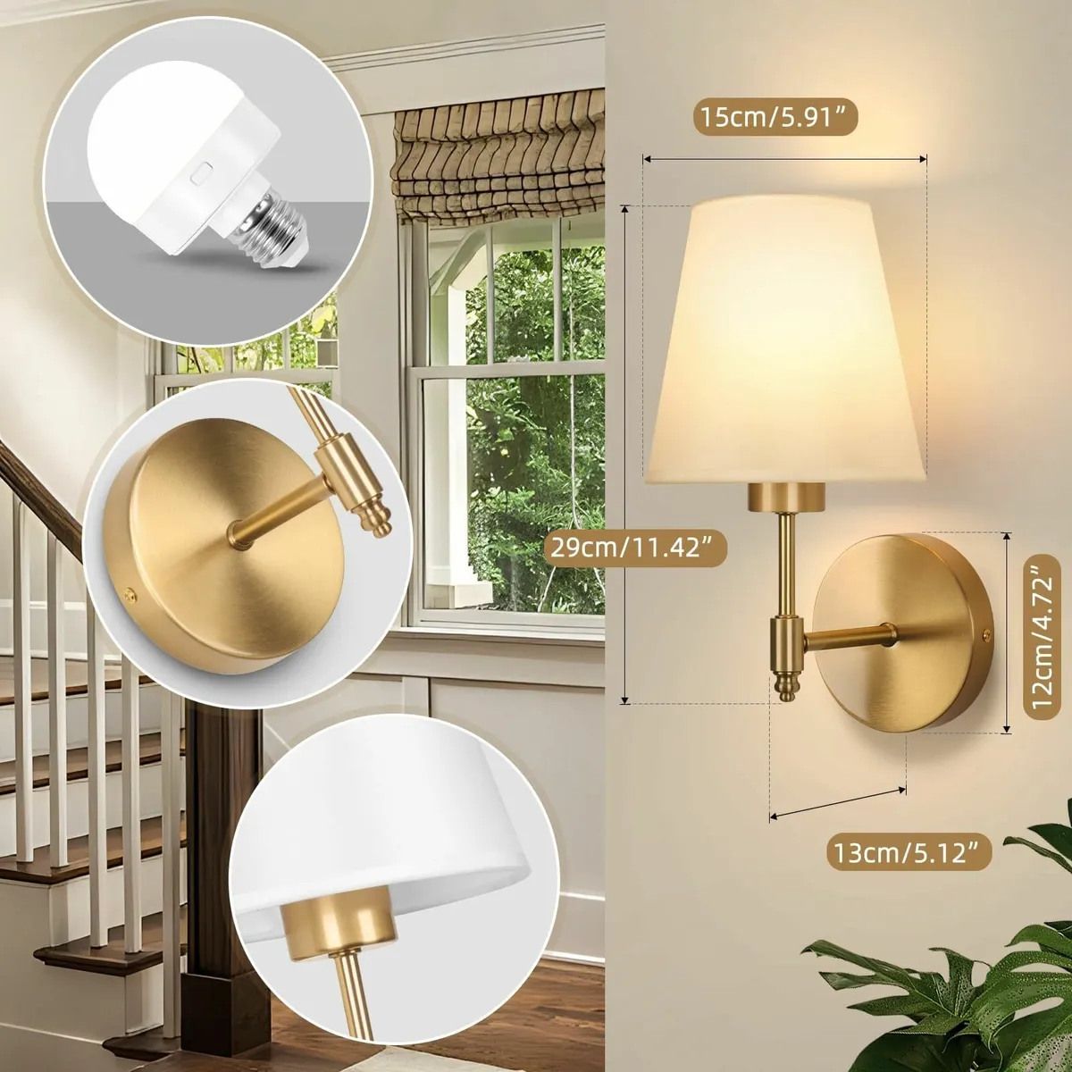 Battery Operated Wall Lights Rechargeable with - Image 3