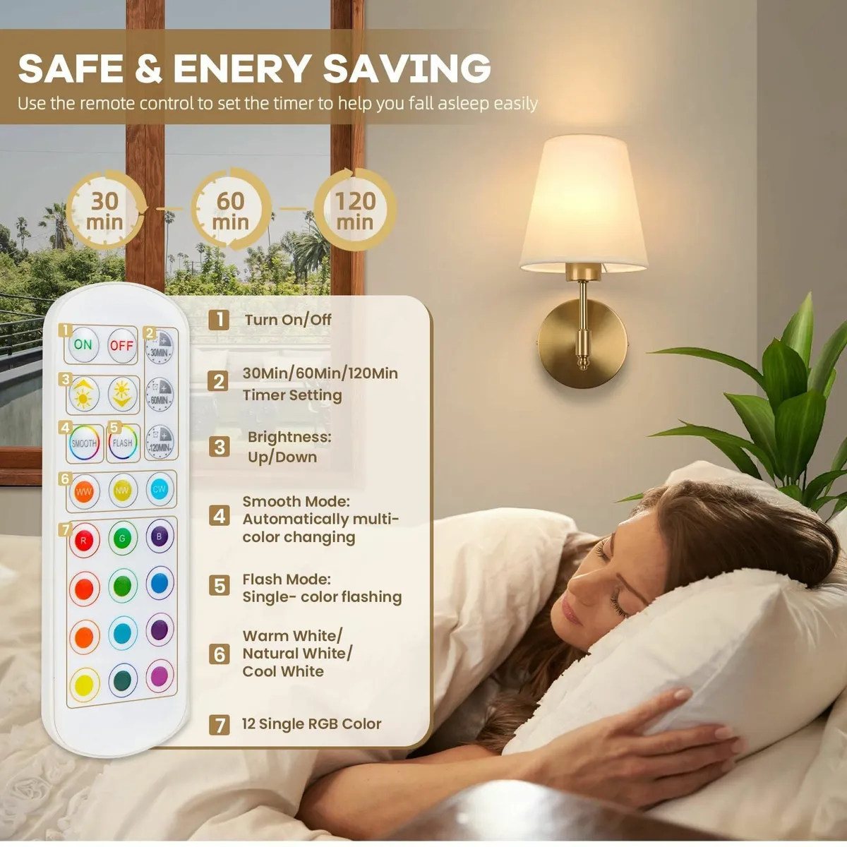 Battery Operated Wall Lights Rechargeable with - Image 4