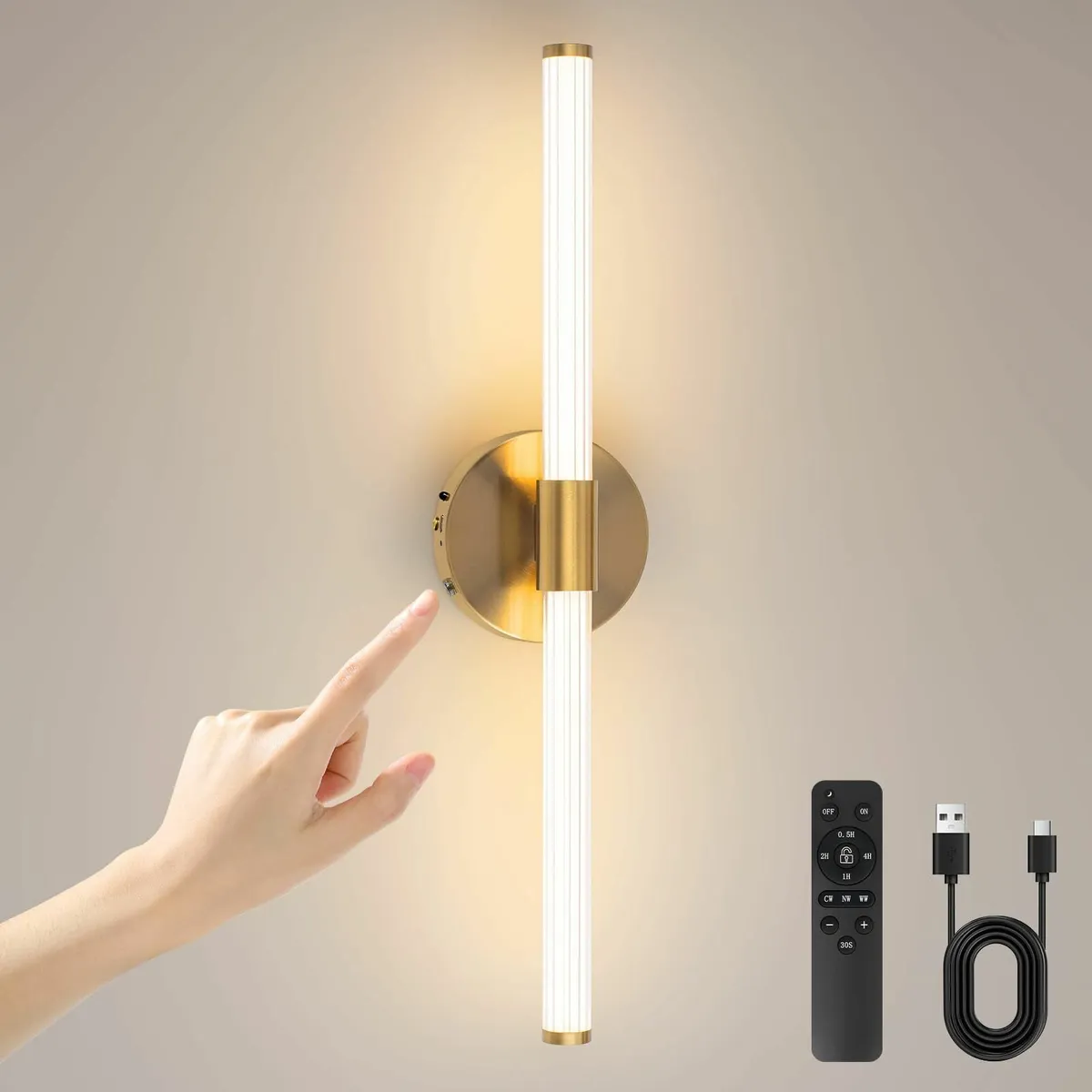 Battery Operated Wall Lights USB Rechargeable - Image 1