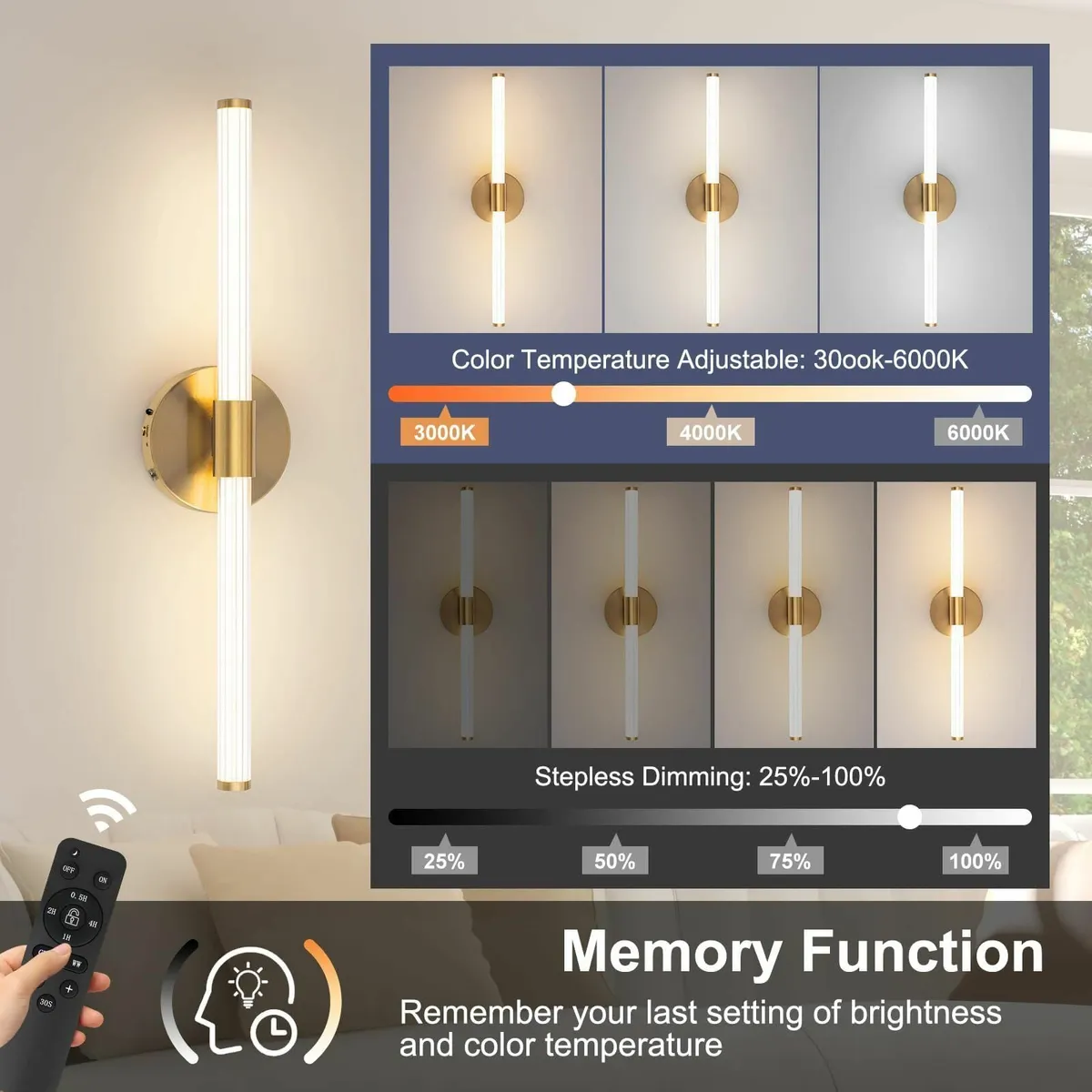 Battery Operated Wall Lights USB Rechargeable - Image 2