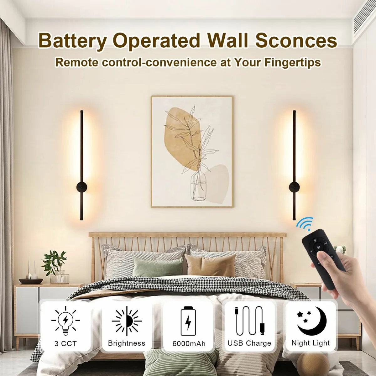Battery Operated Wall Lights Wireless USB - Image 4