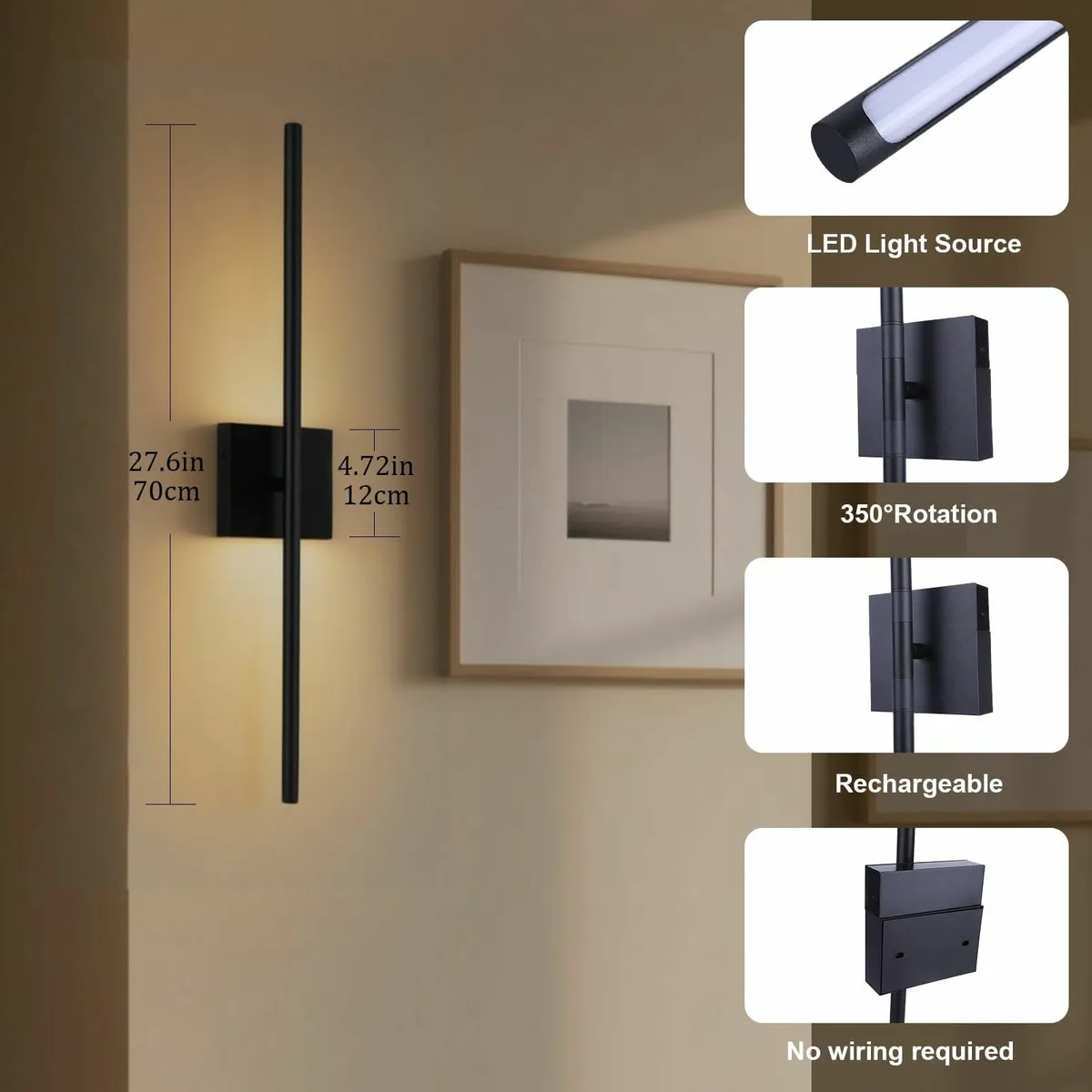 Battery Operated Wall Lights Indoor - Dimmable - Image 2
