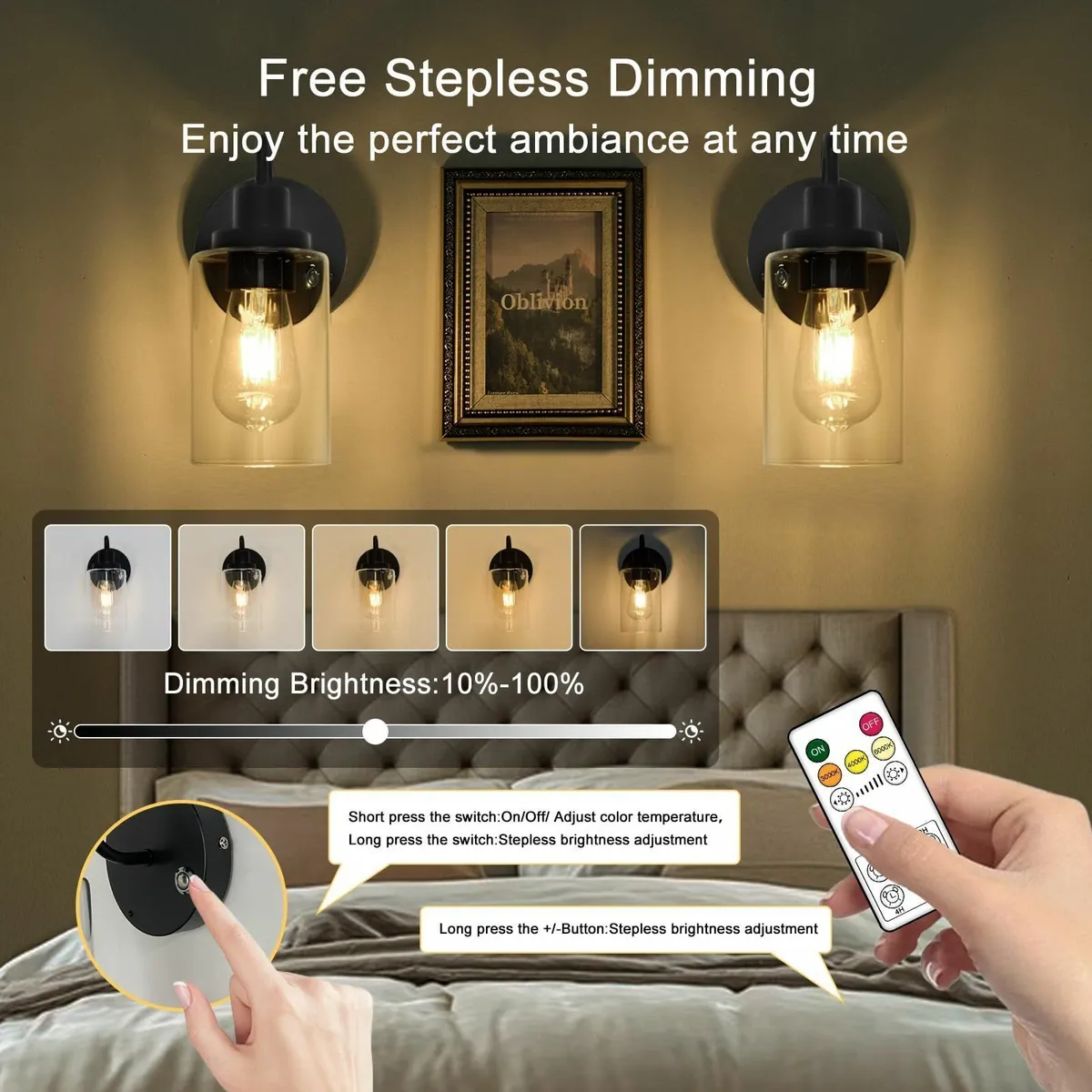 Battery Operated Wall Lights Set of Two Industrial - Image 4