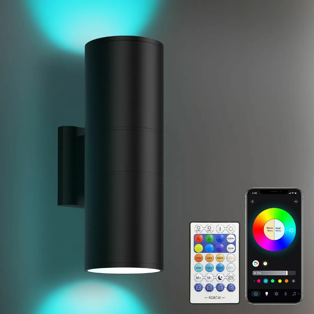 Smart Outdoor LED Up and Down Wall Lights – RGBCW - Image 1