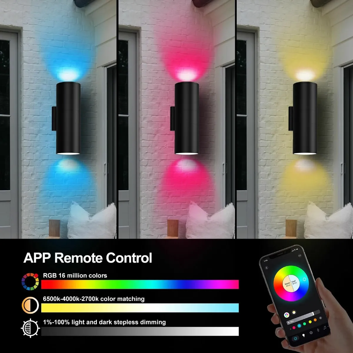 Smart Outdoor LED Up and Down Wall Lights – RGBCW - Image 2