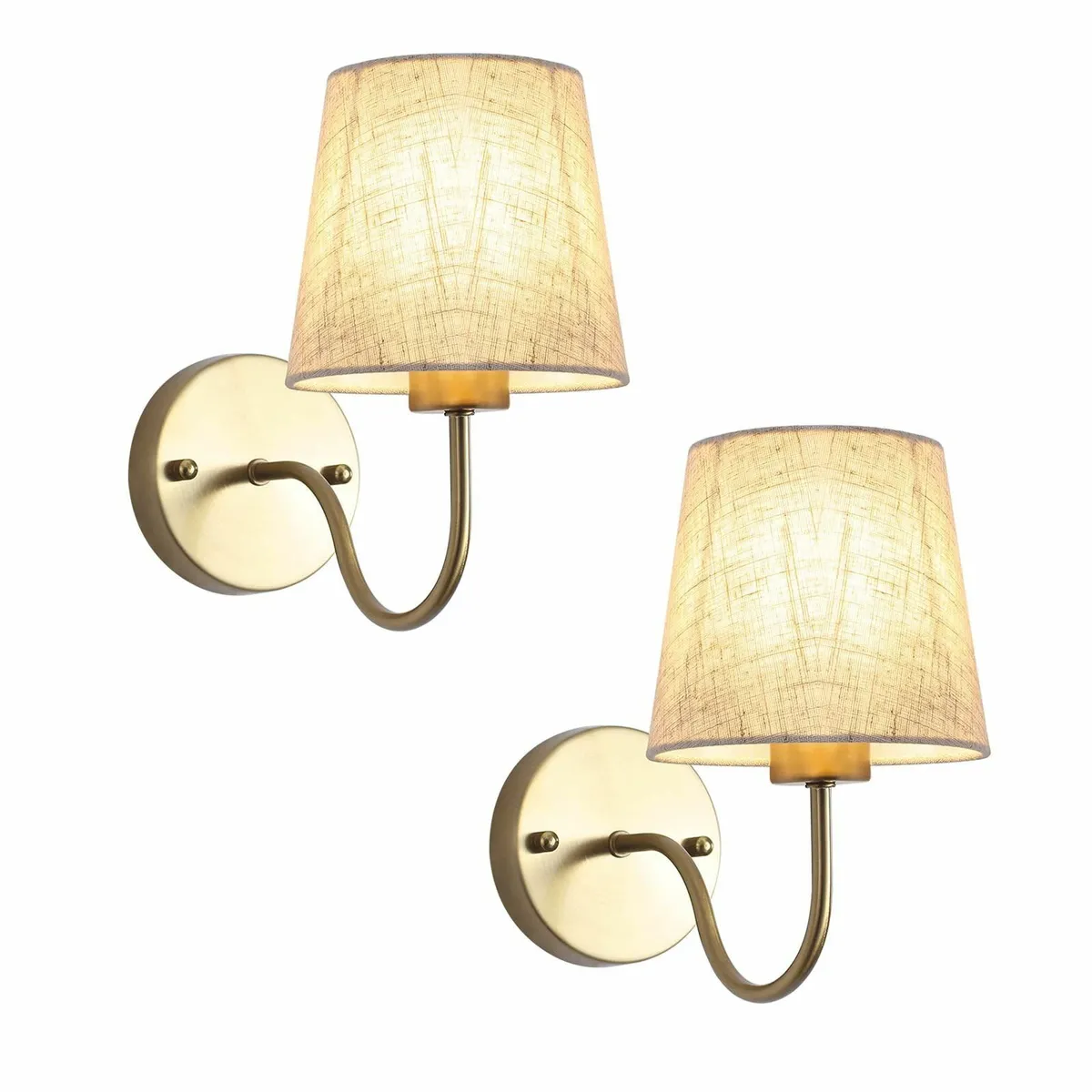 Set of 2 Gold Wall Lights for Living Room - Image 1