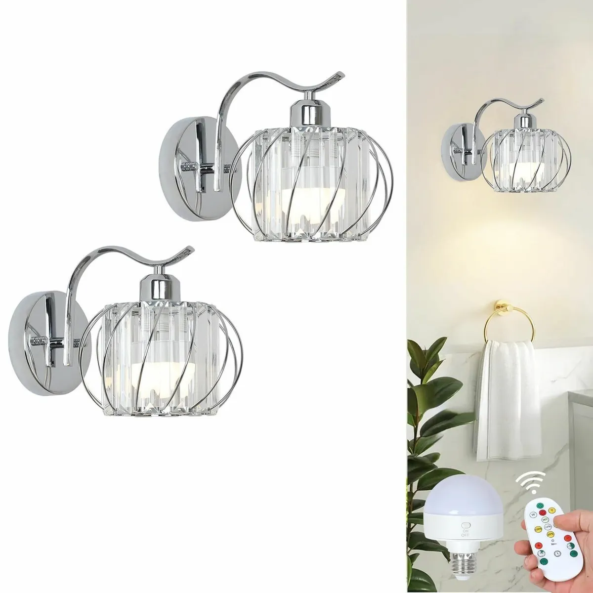 Rechargeable Wall Lights Set of 2 Battery - Image 1