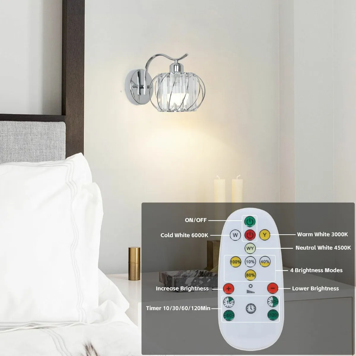 Rechargeable Wall Lights Set of 2 Battery - Image 4