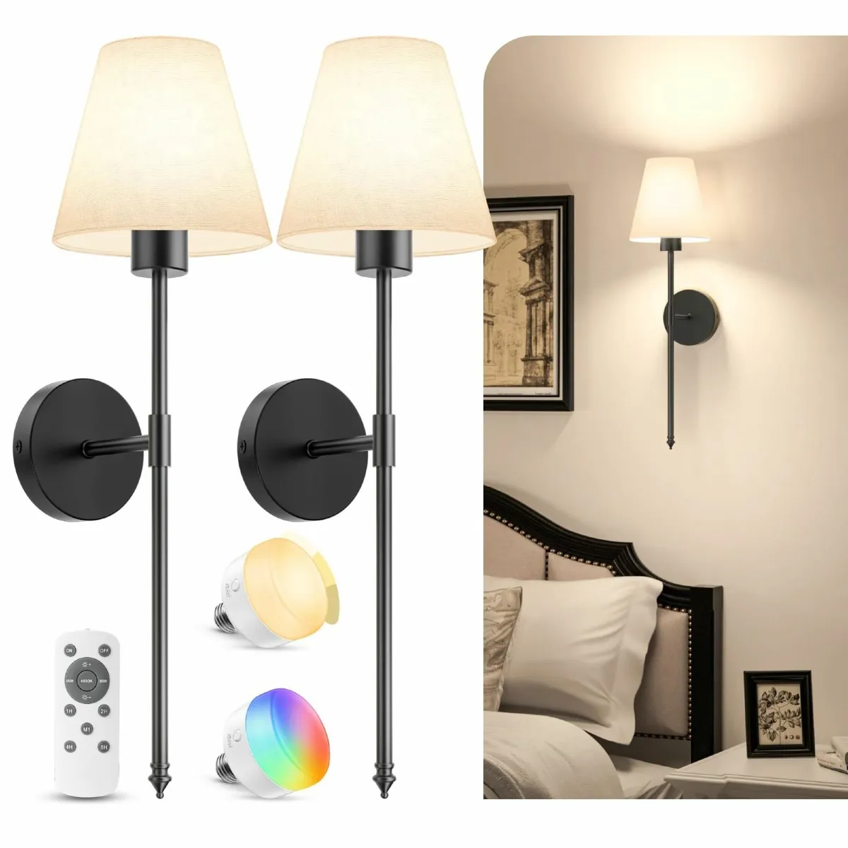 5200mAh Battery Operated Wireless Wall Lights Set - Image 1