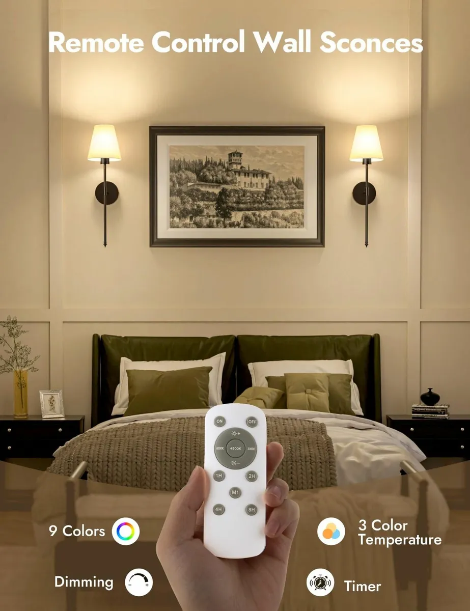 5200mAh Battery Operated Wireless Wall Lights Set - Image 3