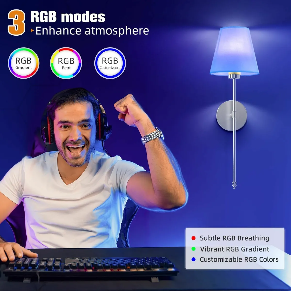 19.9 inch Battery Operated Wall Light Brushed - Image 3