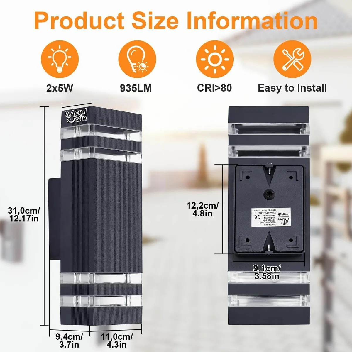 Outdoor Wall Lights Mains Powered Outside Up Down - Image 2