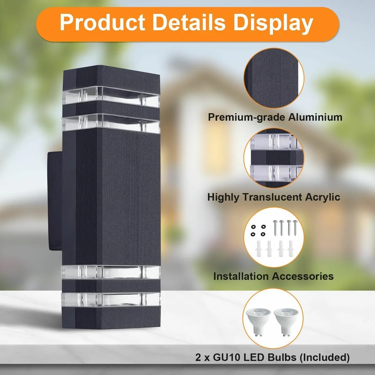 Outdoor Wall Lights Mains Powered Outside Up Down - Image 4