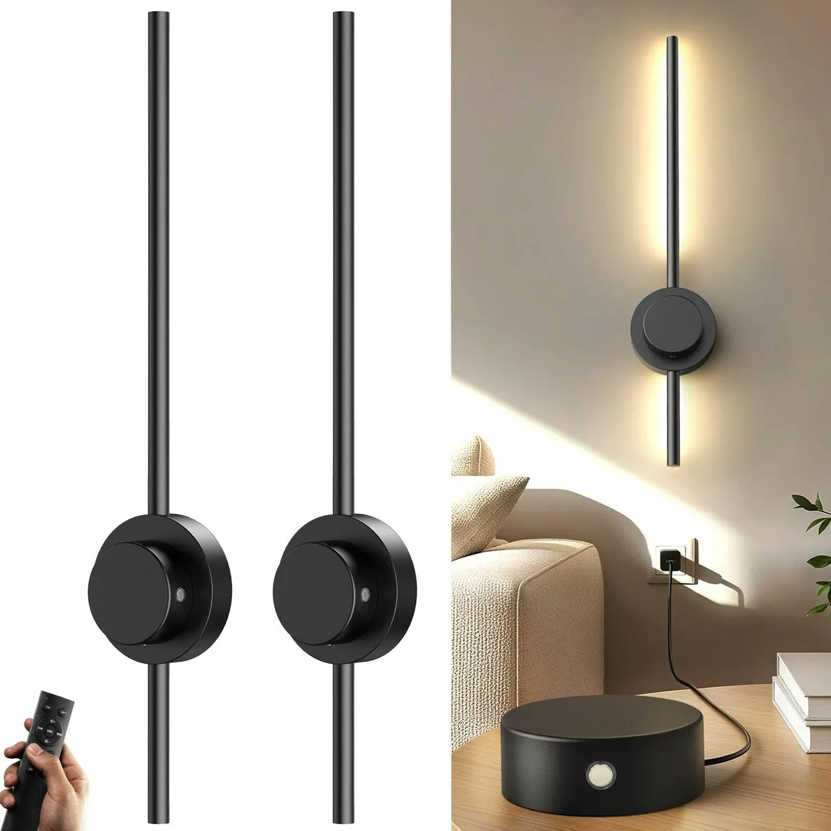 Rechargeable Wall Lights Indoor Set of 2 70CM - Image 1