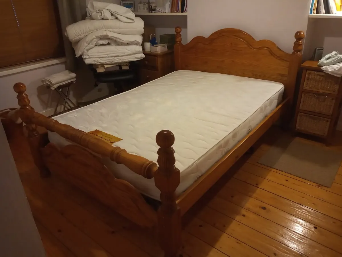 WOODEN DOUBLE BED FRAME and MATTRESS - Image 1