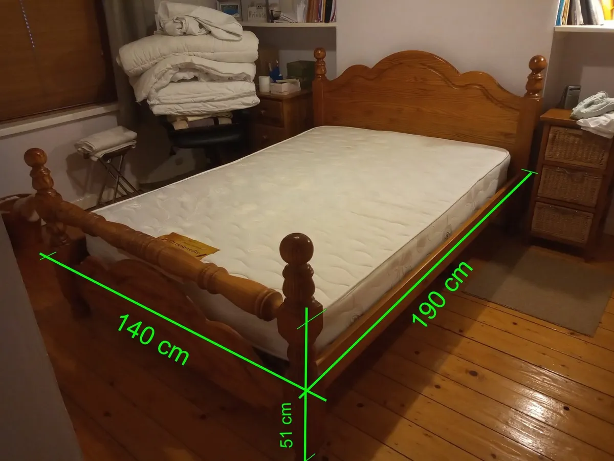 WOODEN DOUBLE BED FRAME and MATTRESS - Image 2