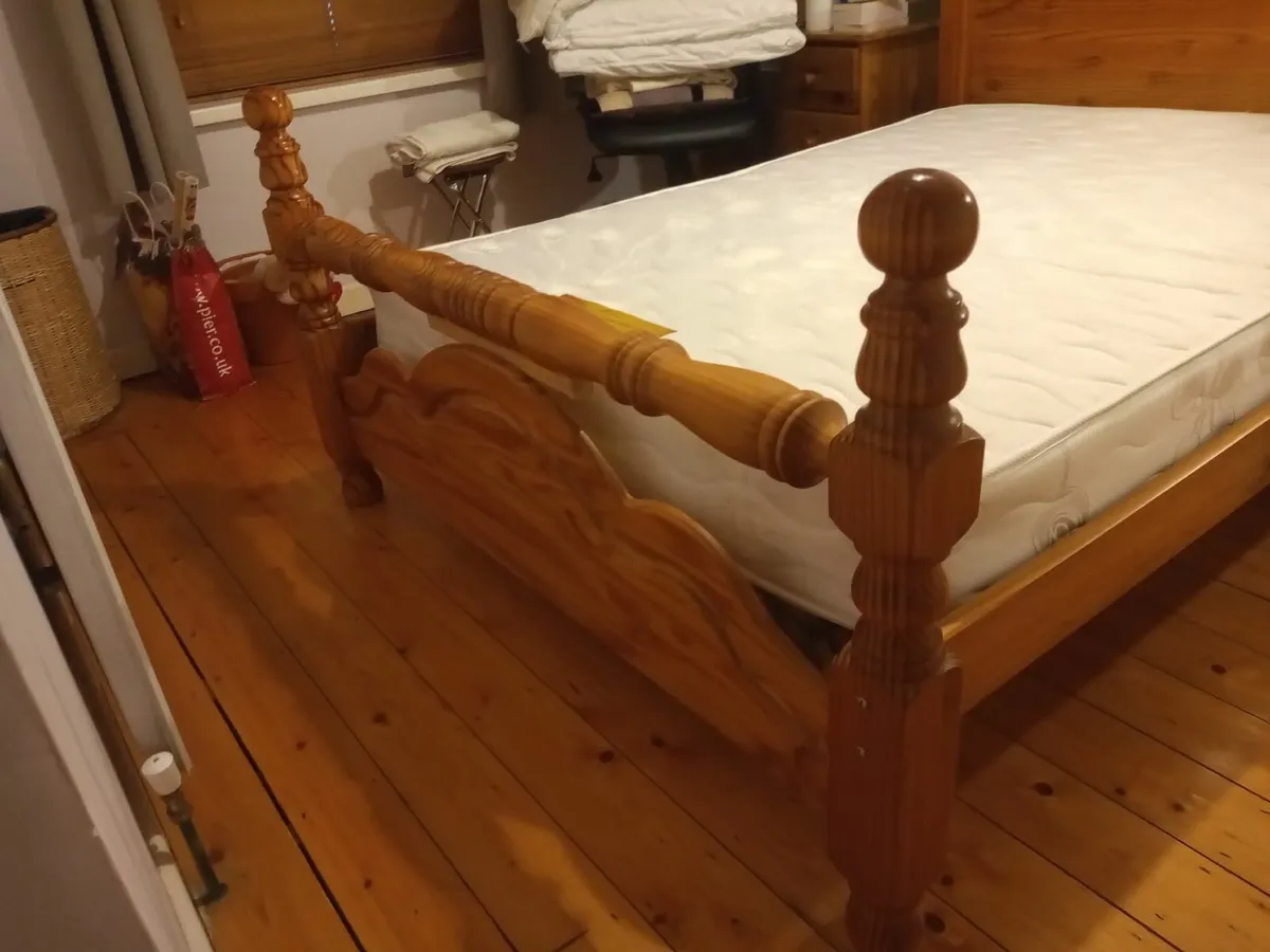 WOODEN DOUBLE BED FRAME and MATTRESS - Image 4