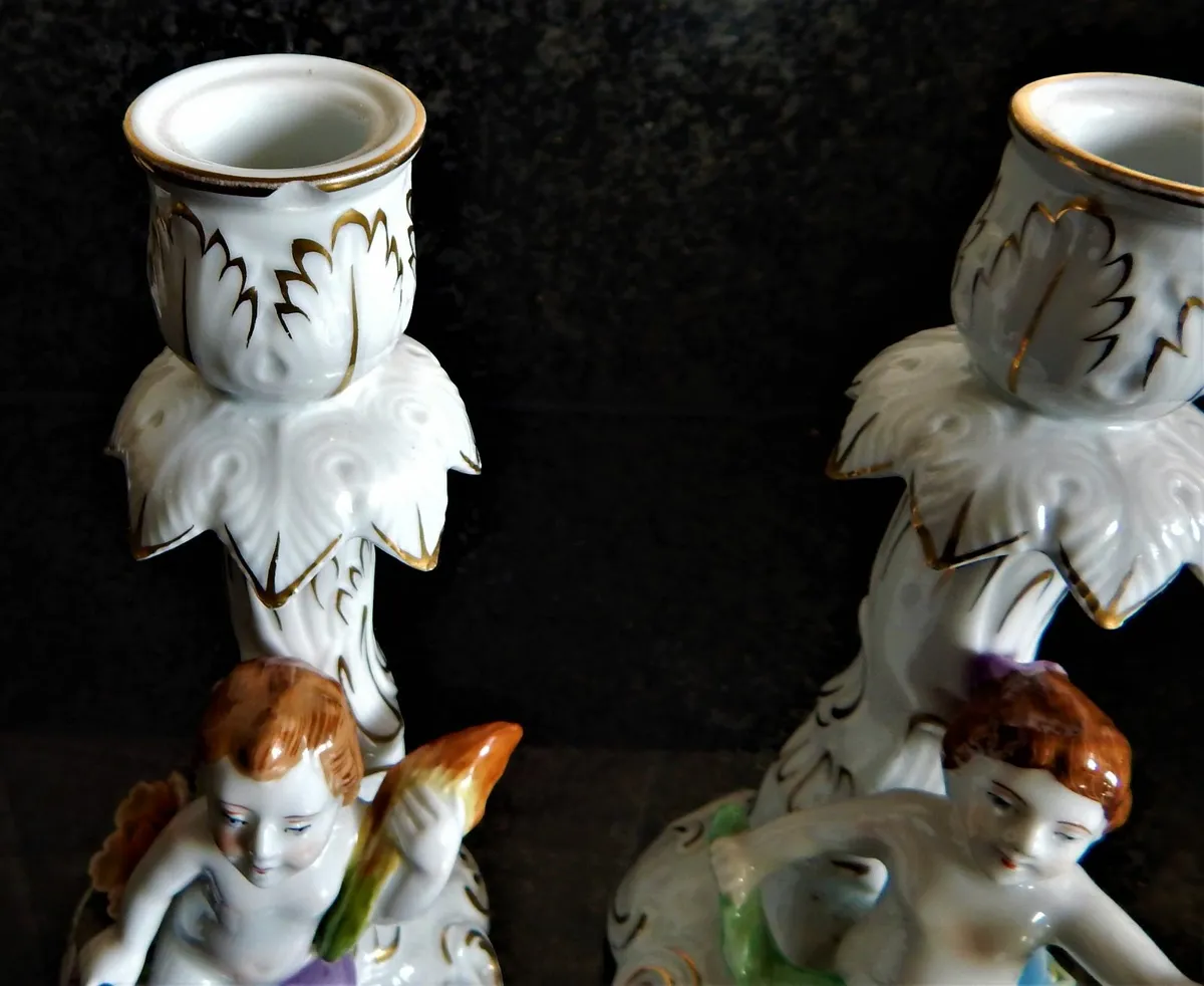 Pair of Vintage Schierholz Porcelain Candlesticks - Image 4