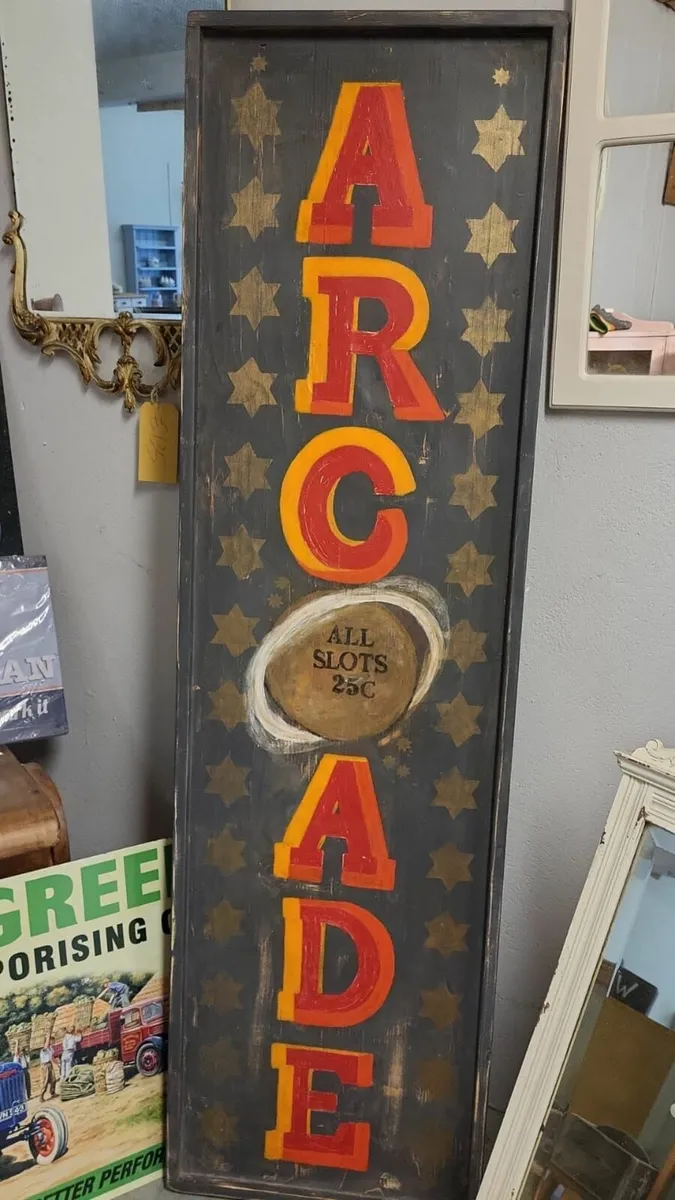 Large vintage style wooden arcade sign - Image 2
