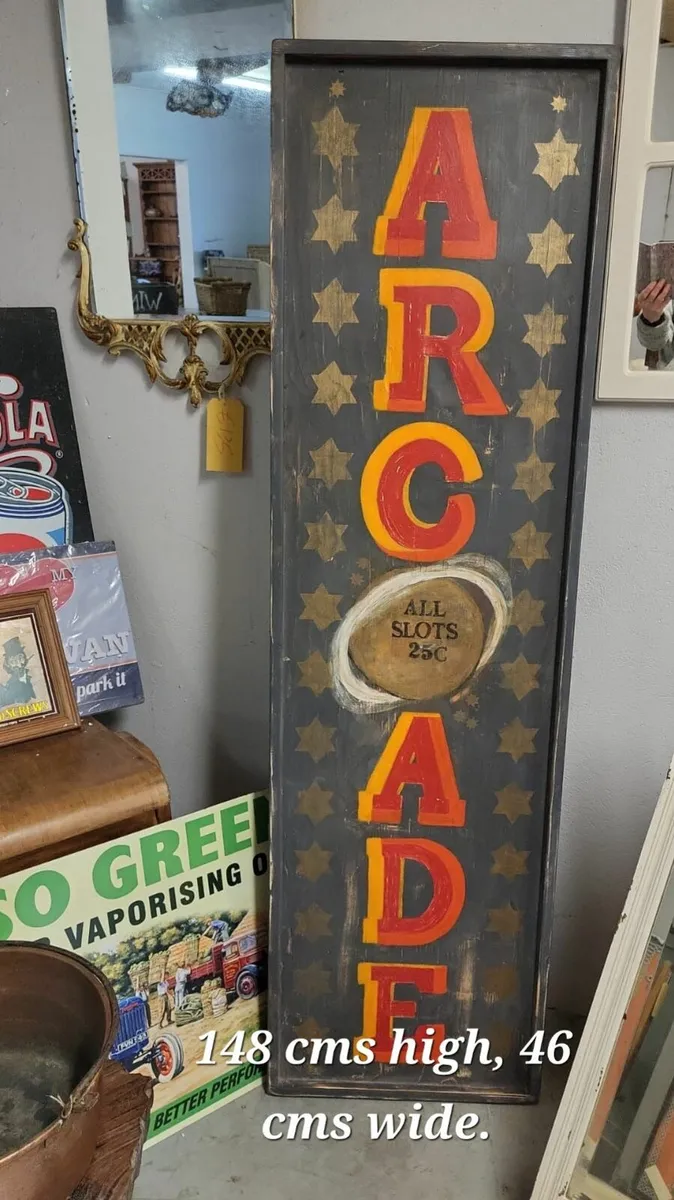 Large vintage style wooden arcade sign - Image 3