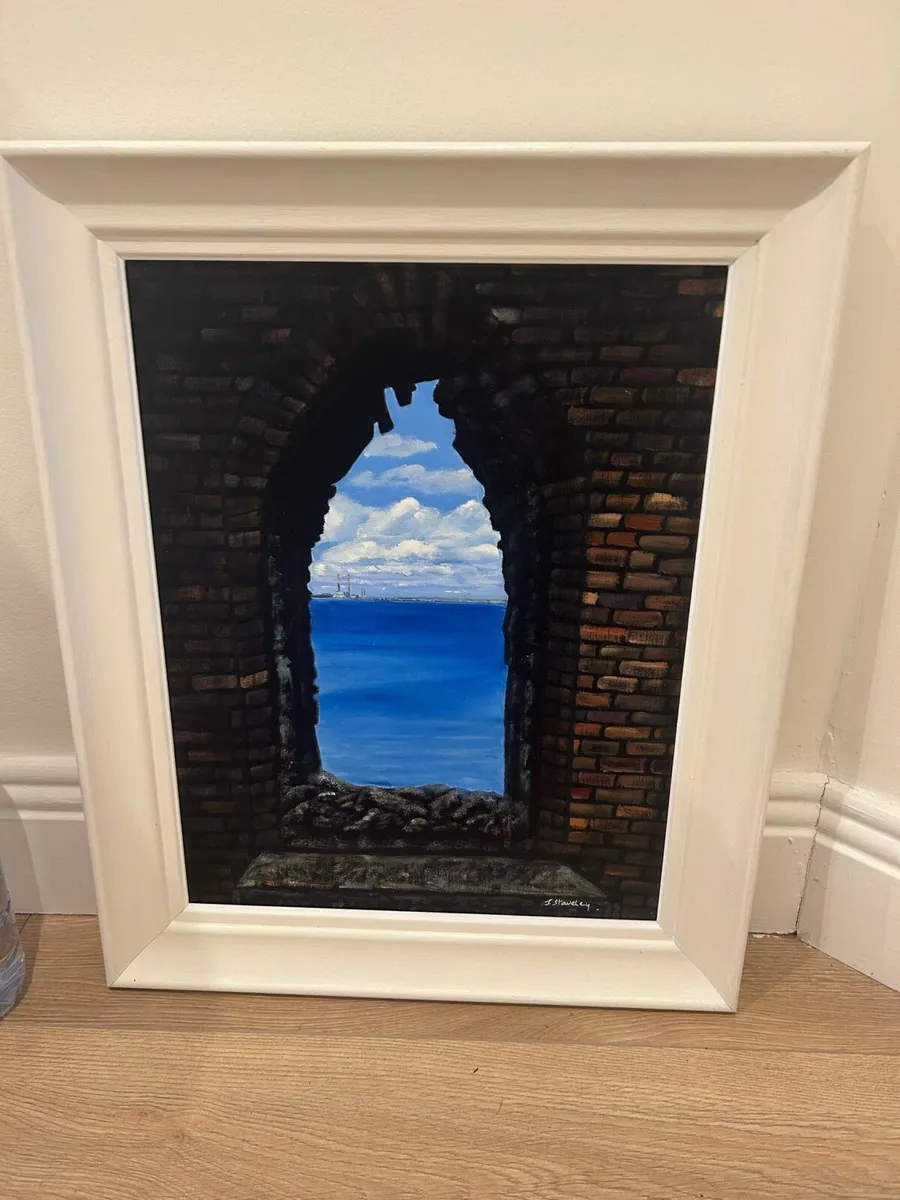 Original oil featuring iconic Poolbeg Chimneys - Image 1