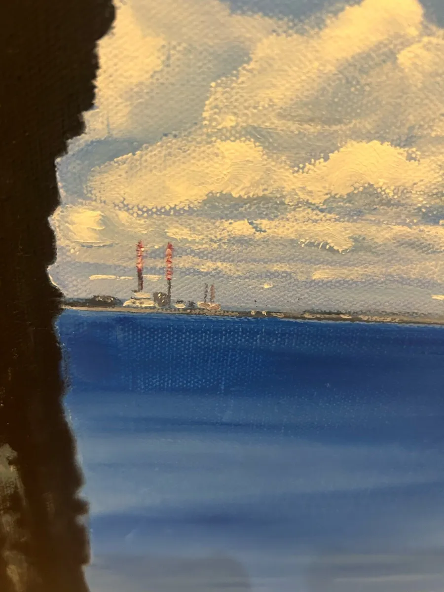 Original oil featuring iconic Poolbeg Chimneys - Image 3