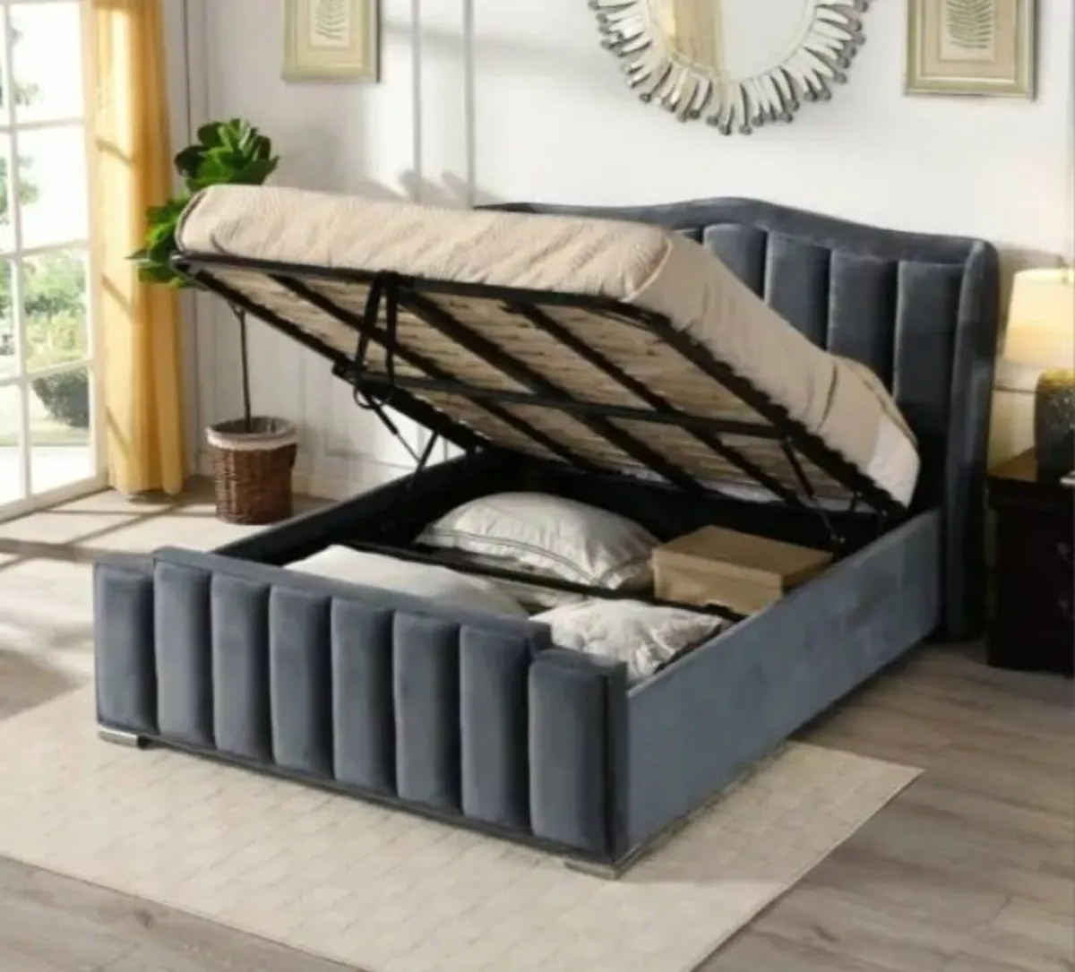 Clare Grey Gaslift Bed4’6 free delivery in Donegal - Image 4