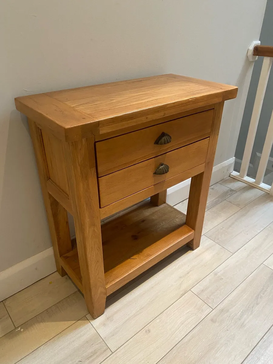 Oak 2-Drawer Table - Image 1